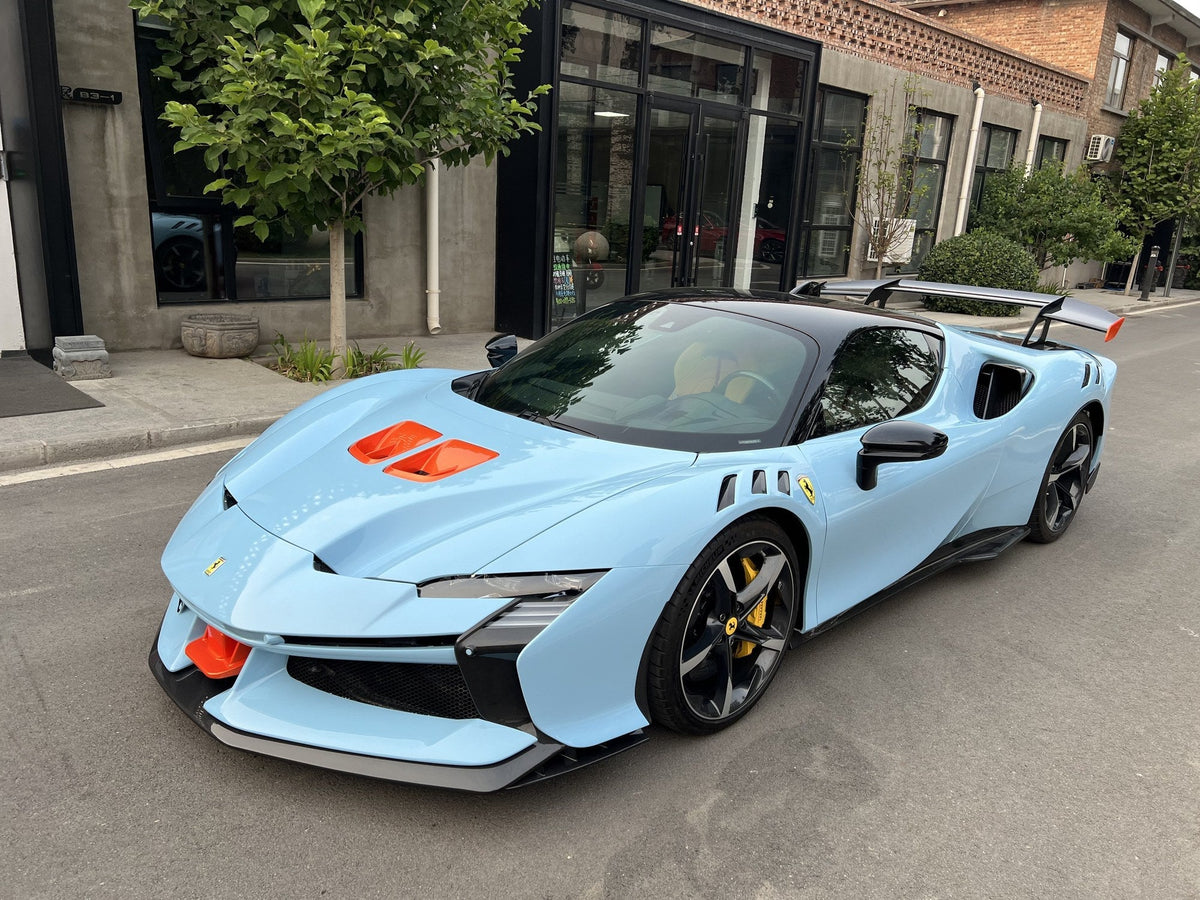 Baby Blue No Front Camera — Ferrari SF90XX Style Conversion Kit for SF90 – Complete Prepeg Carbon Body Kit