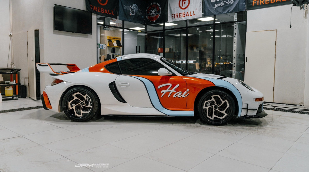 Porsche Cayman 987.2 — Robot Stuka Widebody | Orange & White Livery