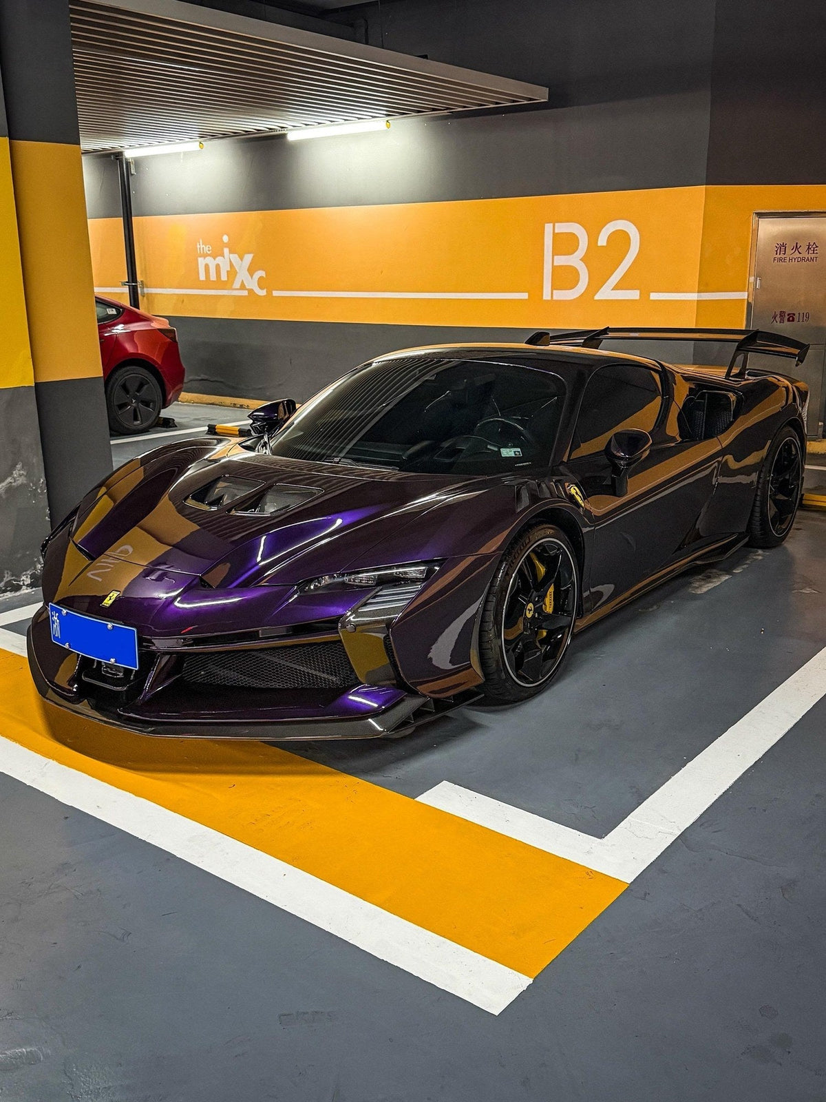 Purple No Front Camera — Ferrari SF90XX Style Conversion Kit for SF90 – Complete Prepeg Carbon Body Kit