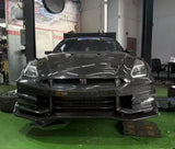 TS Style V2 Dry-Carbon Front Bumper & Front Lip for Nissan GTR GT-R R35 2008-2022 Full Prepreg Carbon Fiber