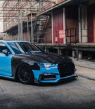 SD Carbon Fiber Tempered Glass Hood Bonnet For Audi A4 S4 2017-ON B9 B9.5