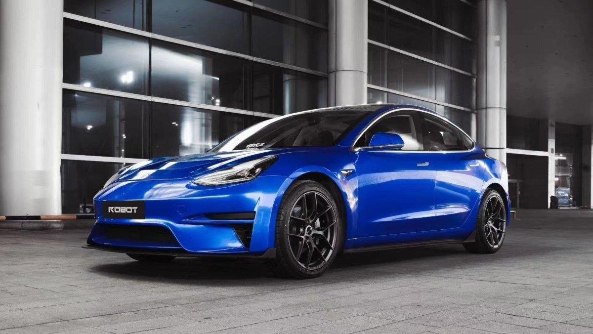 Blue — Robot Craftsman Tesla Model 3 Crypton Fibre Glass Reinforced Plastic Complete Body Kit (FRP)