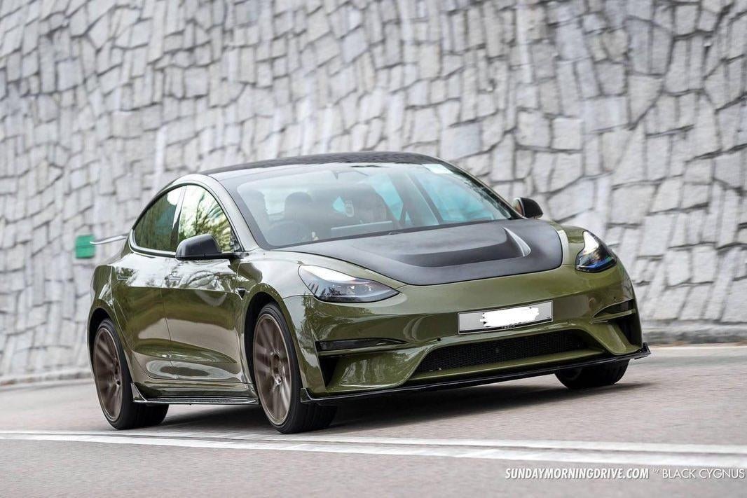 Green — Robot Craftsman Tesla Model 3 Crypton Fibre Glass Reinforced Plastic Complete Body Kit (FRP)