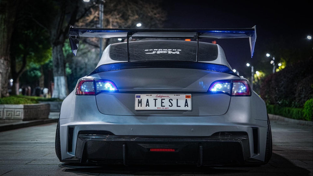 Matte Grey Tesla Model 3 — Robot Craftsman HACKER Widebody
