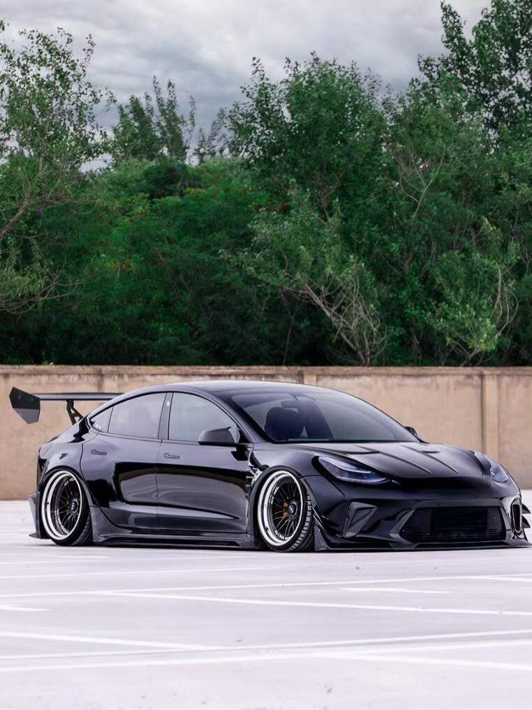 Black Tesla Model 3 — Robot Craftsman HACKER Widebody