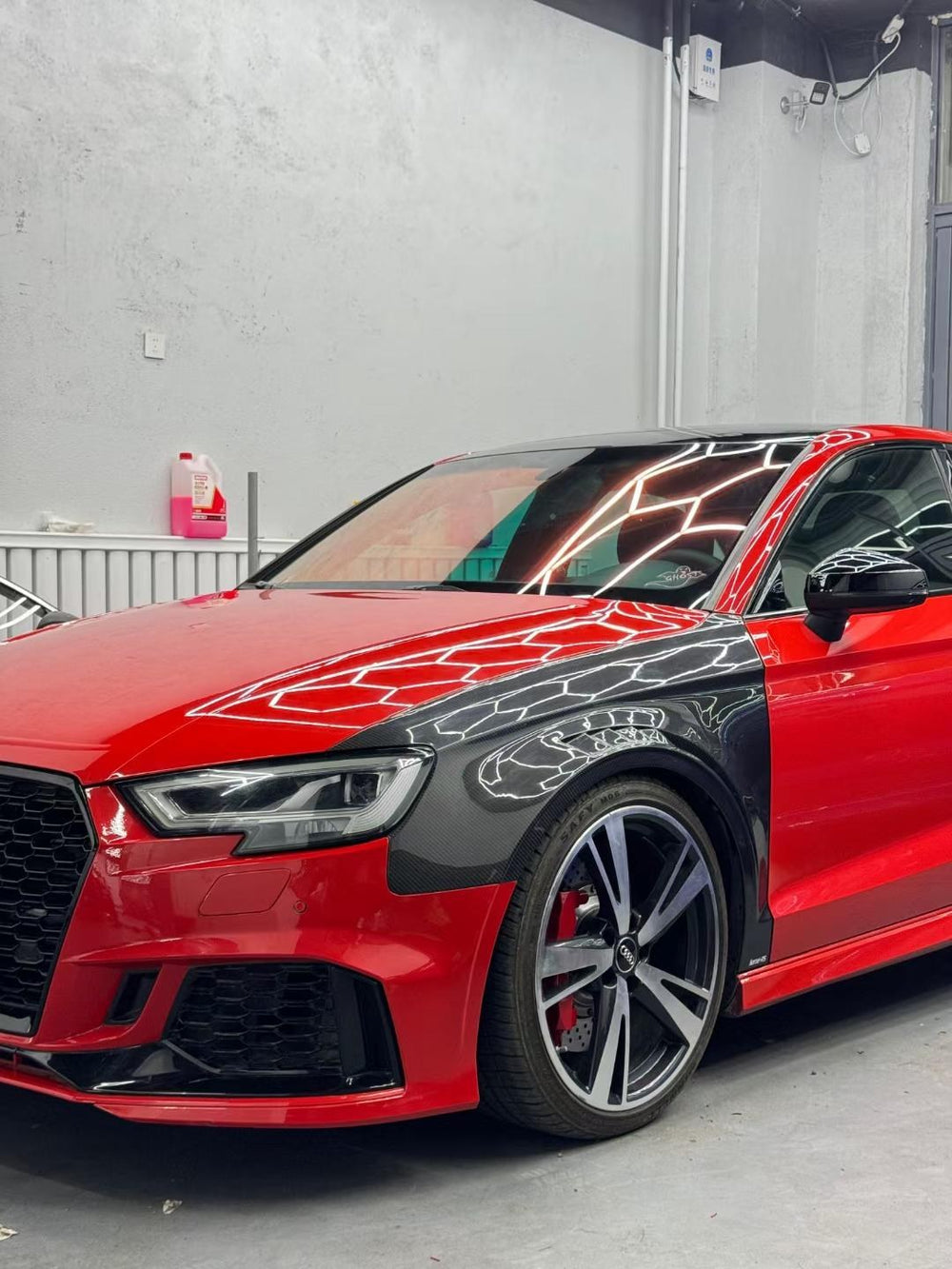 Red — Karbel Carbon Dry Carbon Fiber Front Fenders for Audi A3 S3 8.5V 2017-2020 Sedan