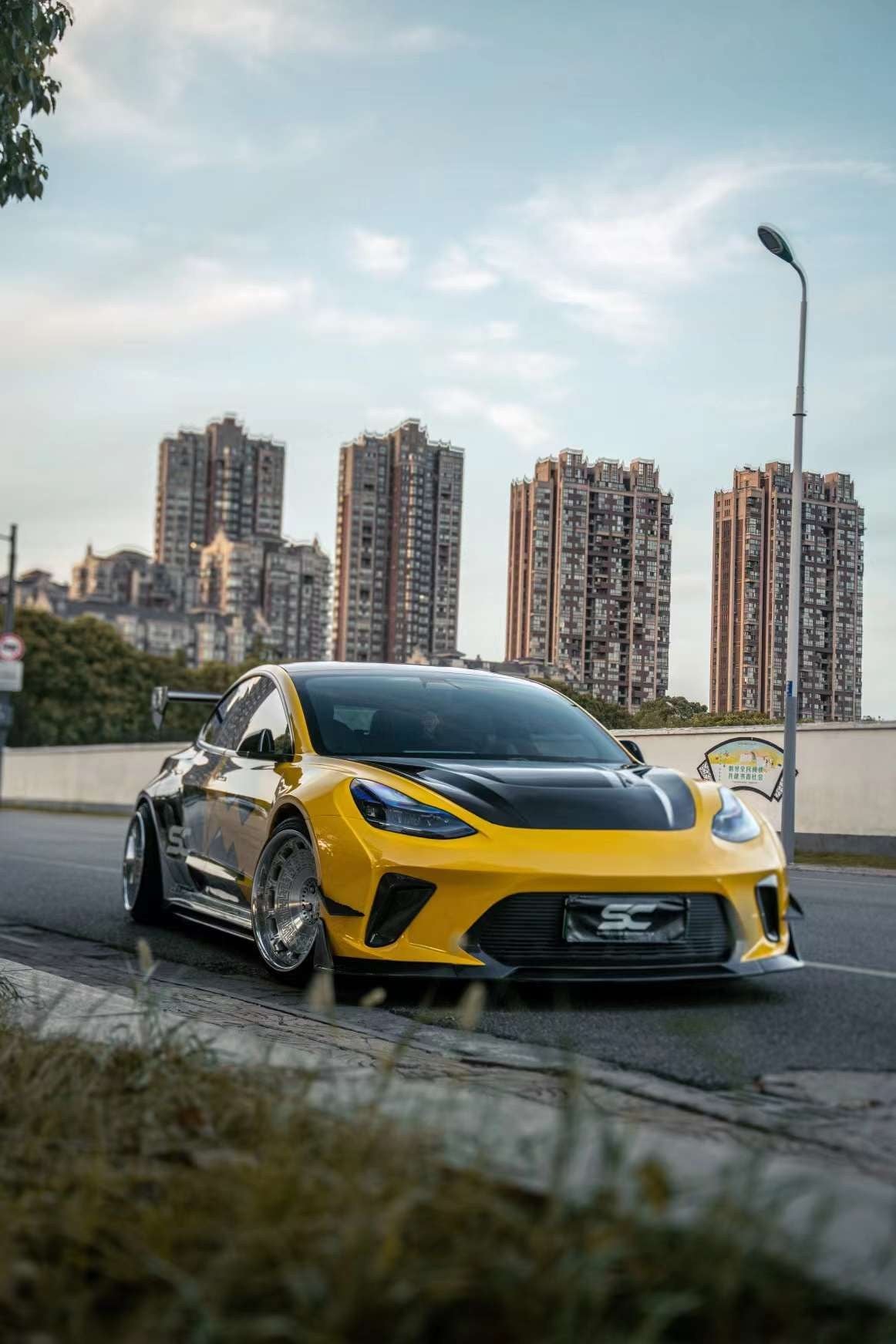 Pikachu Wrap Tesla Model 3 — Robot Craftsman HACKER Widebody