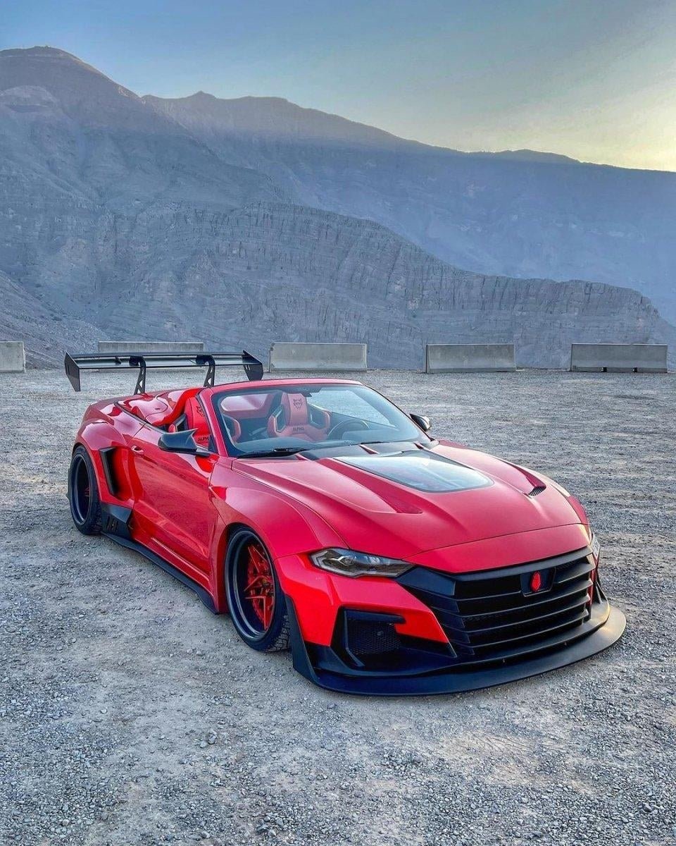 Red Dubai — Robot Craftsman Ford Mustang Dawn Widebody Kit 2015-2023 — Build 2