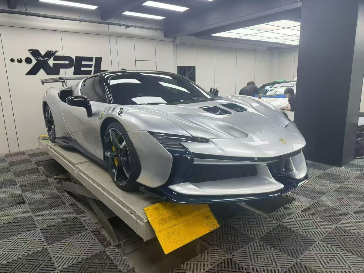 Silver Front Camera — Ferrari SF90XX Style Conversion Kit for SF90 – Complete Prepeg Carbon Body Kit