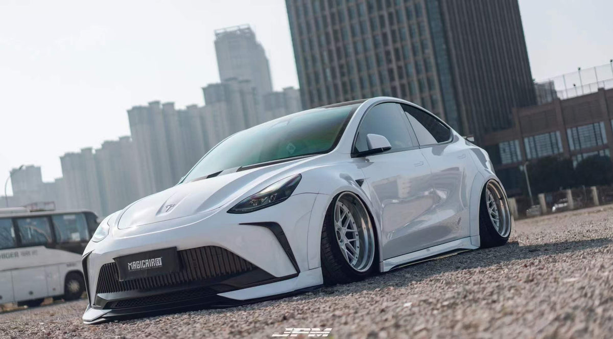 White — Robot Craftsman Tesla Model Y Starship Polypropylene (PPfrp) Full widebody Bodykit — Build 2