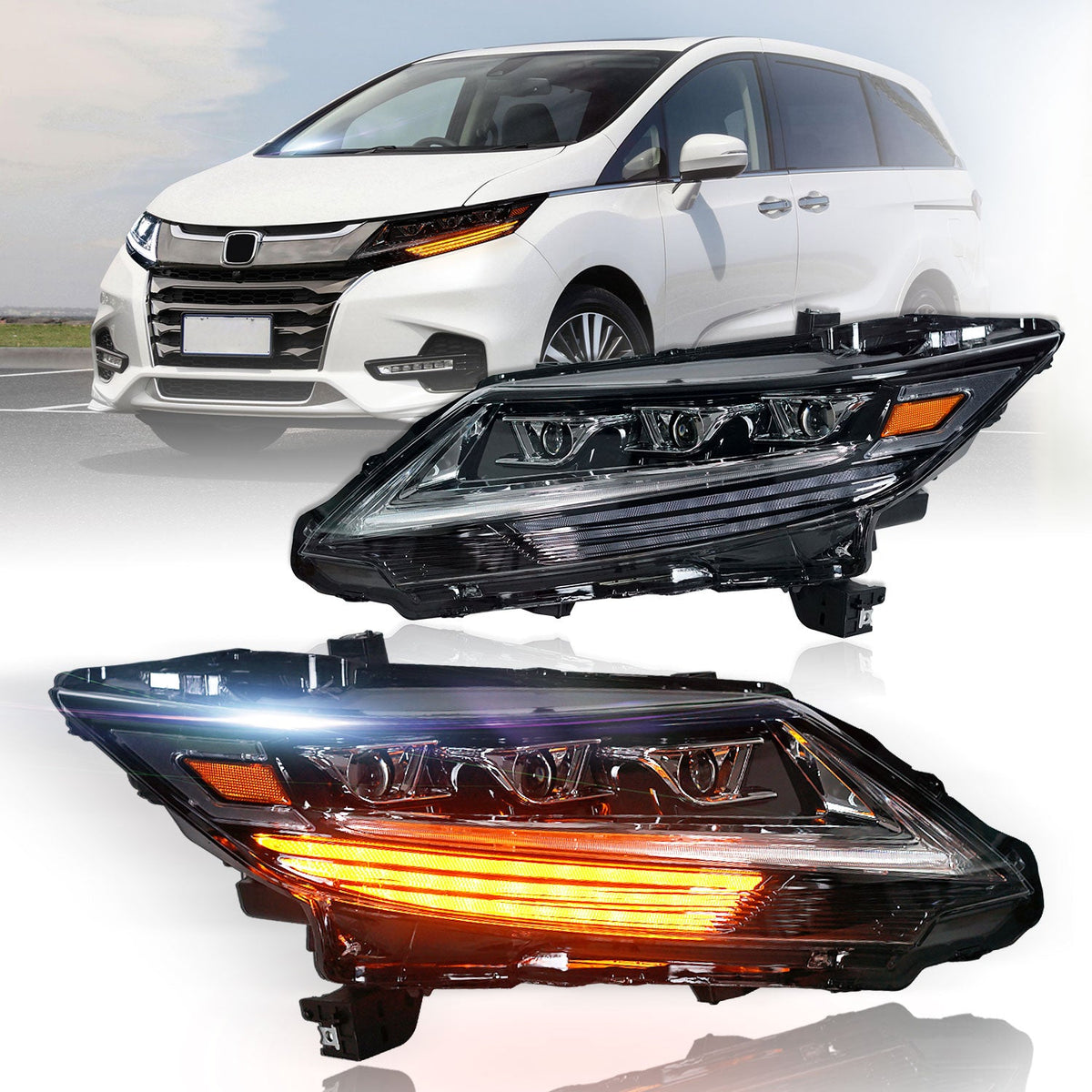 Full LED Headlights Assembly For Honda Odyssey 2015-2021