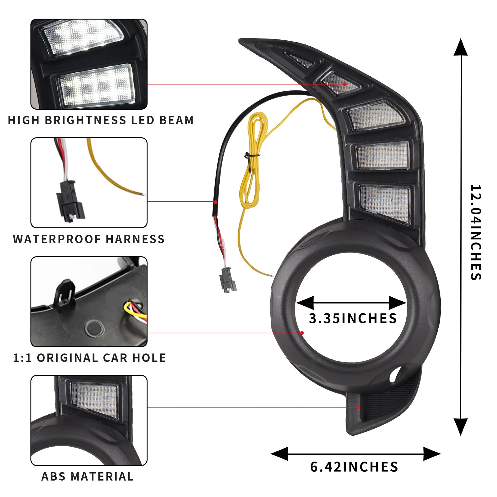 LED DRL Fog Lamp For Toyota 4Runner 2014-2022,1pair