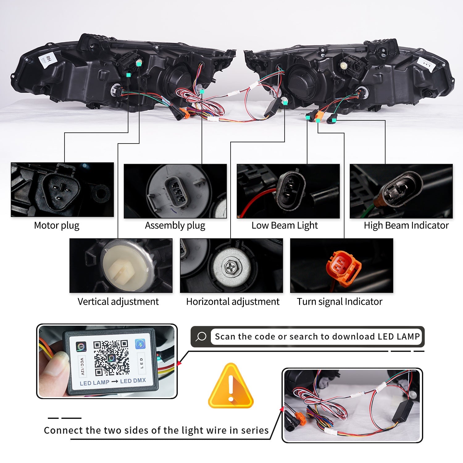 Full LED Headlights Assembly For 10th Gen Honda Civic 2016-2021