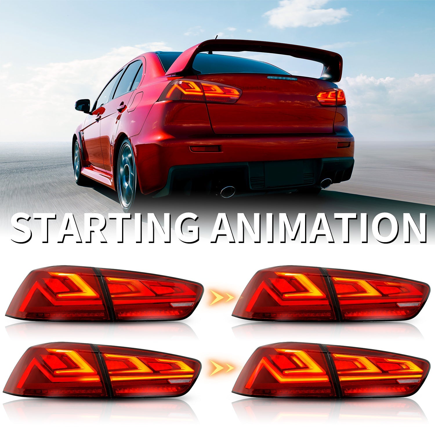 Full LED Tail Lights Assembly For Mitsubishi Lancer EVO X ES 2008-2020