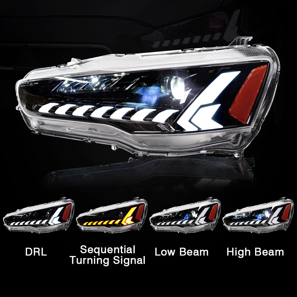 Full LED Headlights Assembly For Mitsubishi Lancer & EVO X 2008-2018