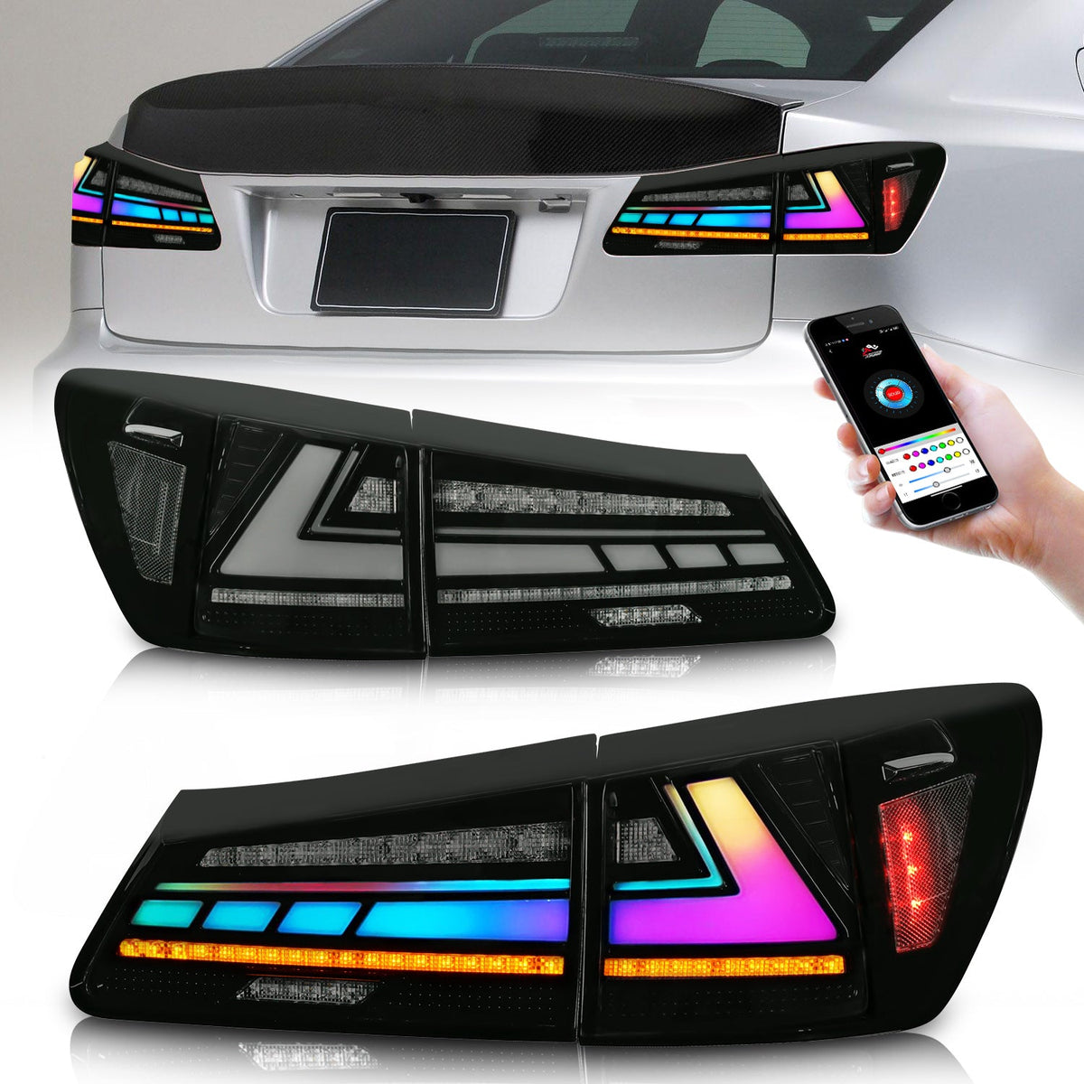 Full LED Tail Lights Assembly For Lexus Sedan IS250 2006-2012,RGB