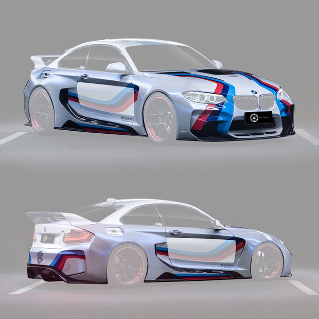 2014 - 2019 BMW 2 Series F22 VR Style Partial Carbon Fiber Wide Body Full Body Kit Aftermarket Carbon Fiber Part / Bodykit - Robot Bodykits