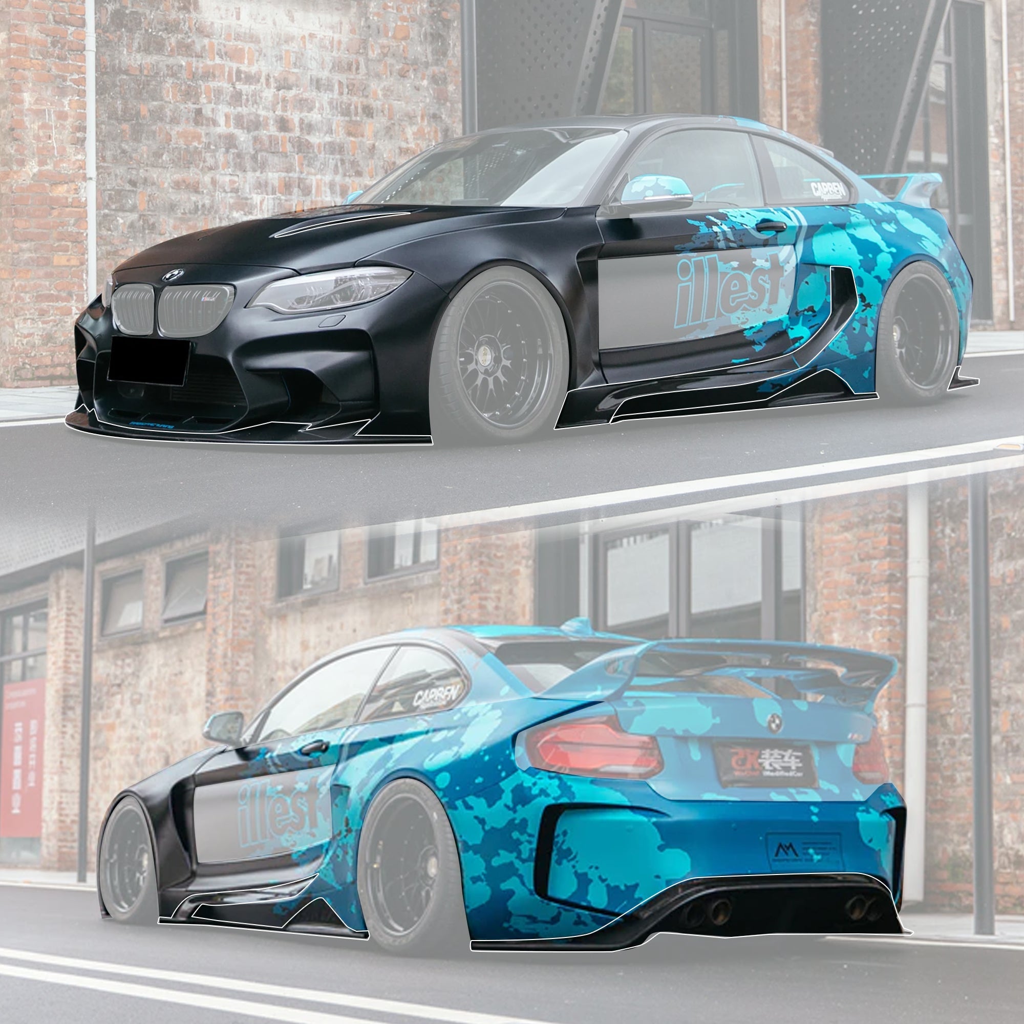 2016 - 2020 BMW M2 F87 VR Style Partial Carbon Fiber Wide Full Body kit Aftermarket Carbon Fiber Part / Bodykit - Robot Bodykits