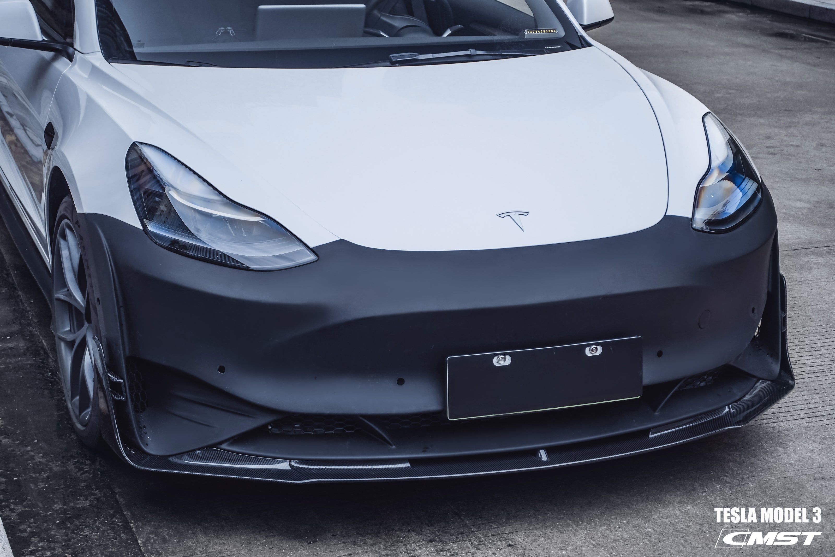 CMST Tuning Carbon Fiber Front Bumper & Front Lip for Tesla Model 3 Ver.2 - Robot Bodykits