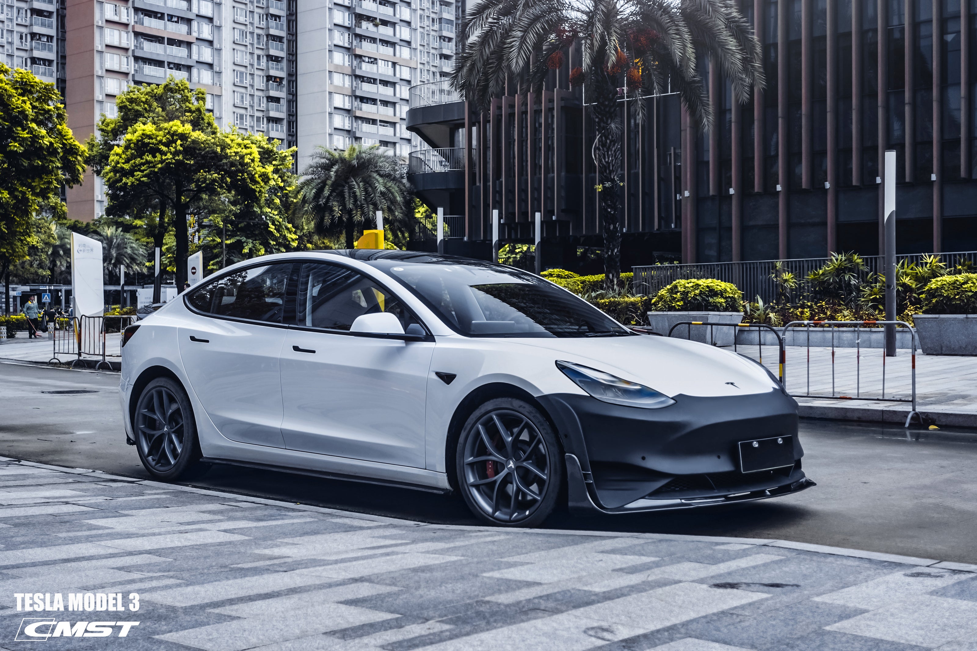 CMST Tuning Carbon Fiber Front Bumper & Front Lip for Tesla Model 3 Ver.2 - Robot Bodykits