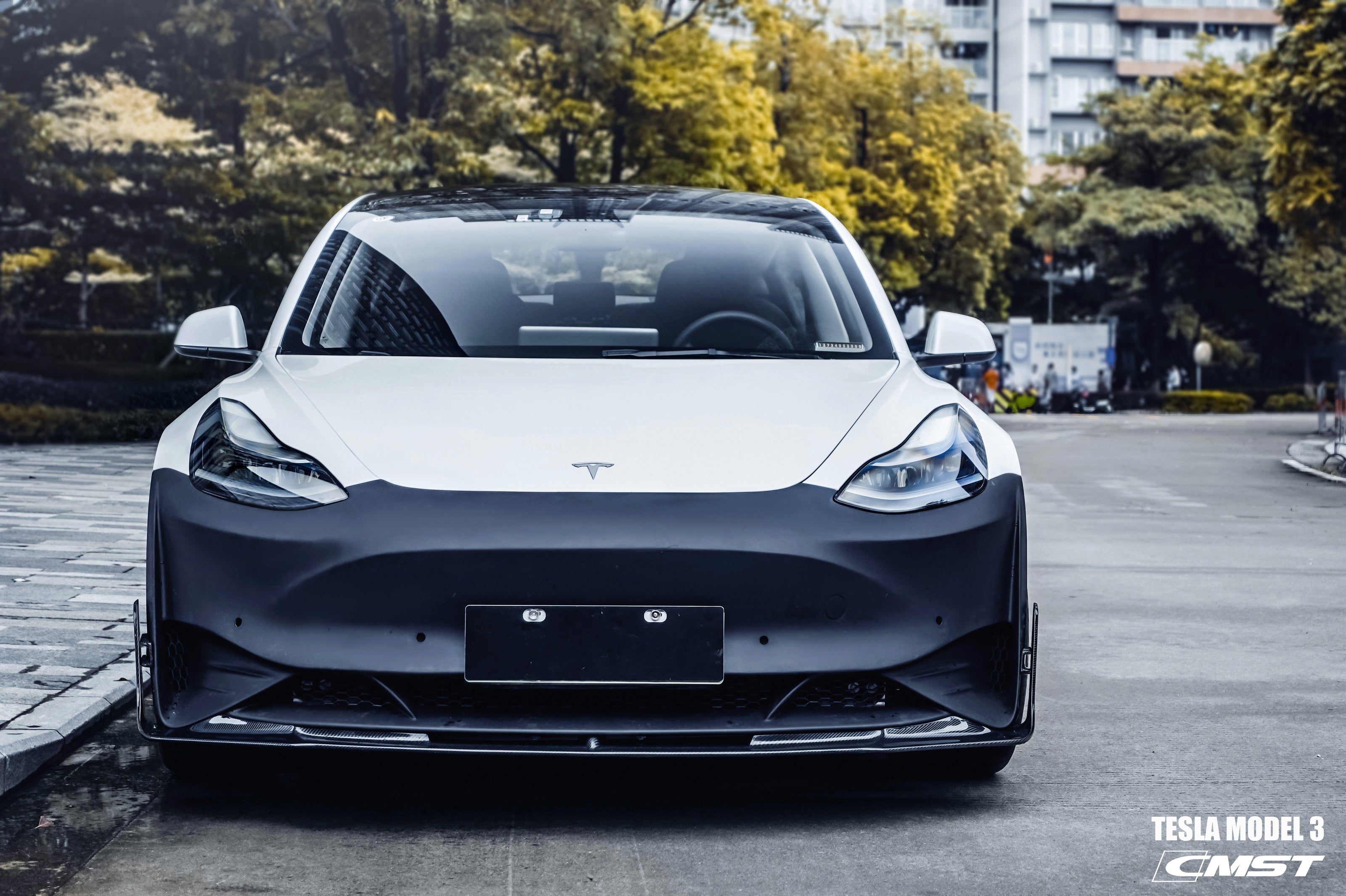 CMST Tuning Carbon Fiber Front Bumper & Front Lip for Tesla Model 3 Ver.2 - Robot Bodykits