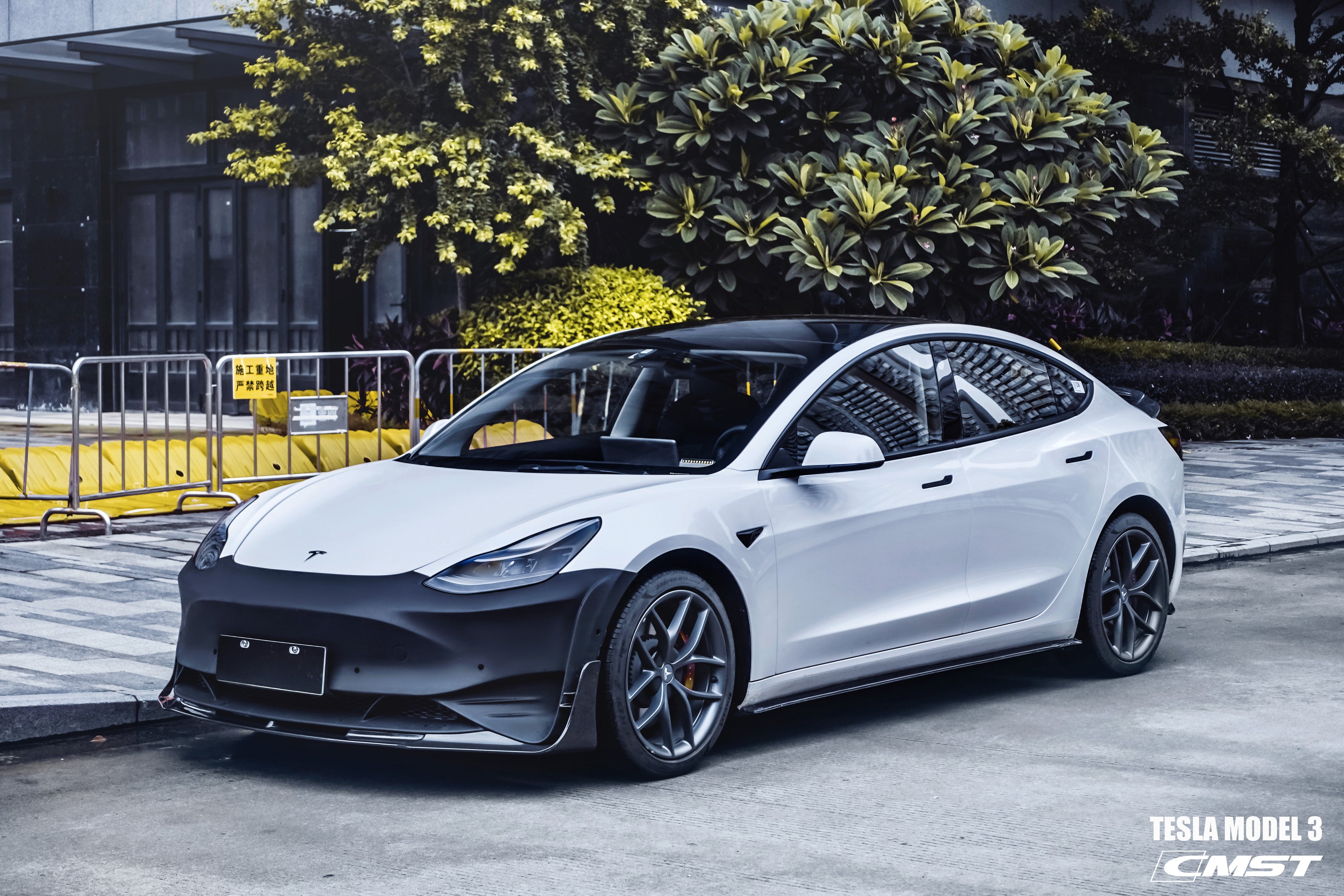CMST Tuning Carbon Fiber Front Bumper & Front Lip for Tesla Model 3 Ver.2 - Robot Bodykits