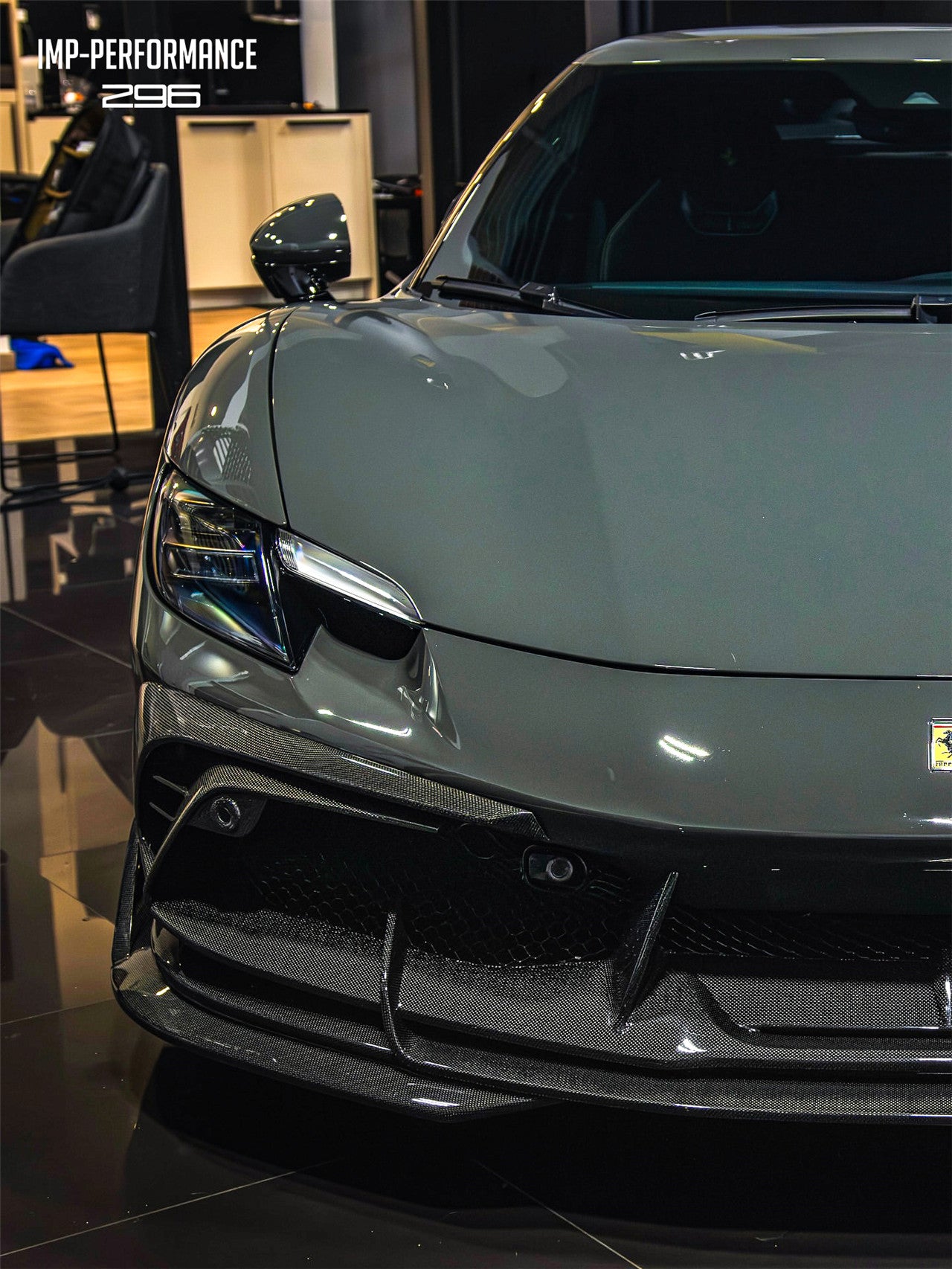 DarwinPRO 2022-2026 Ferrari 296 GTB & GTS Type F171 iMP Style Carbon Fiber Full Kit (For Surround View Camera System Bumper Only)