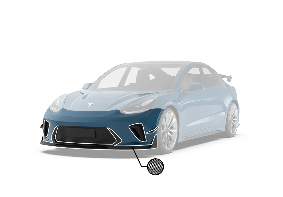 Robot Craftsman Tesla Model 3 “HACKER” Front Bumper & Front Lip (2017–2023 pre-facelift)
