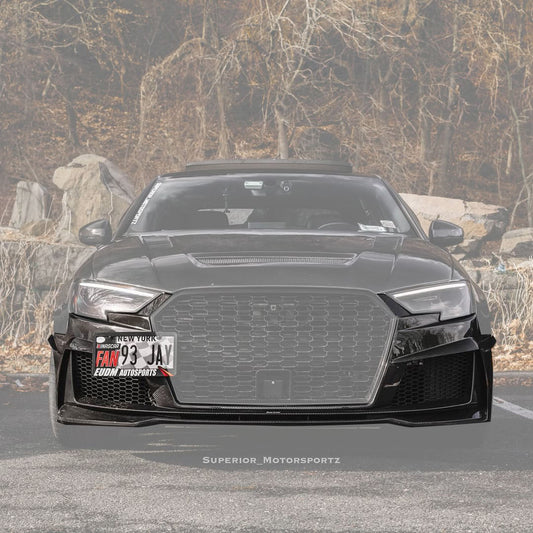 Karbel Carbon Dry Carbon Fiber RS3 Style Front Bumper for Audi A3 & A3 S Line & S3 2017-2020 8.5V 1080