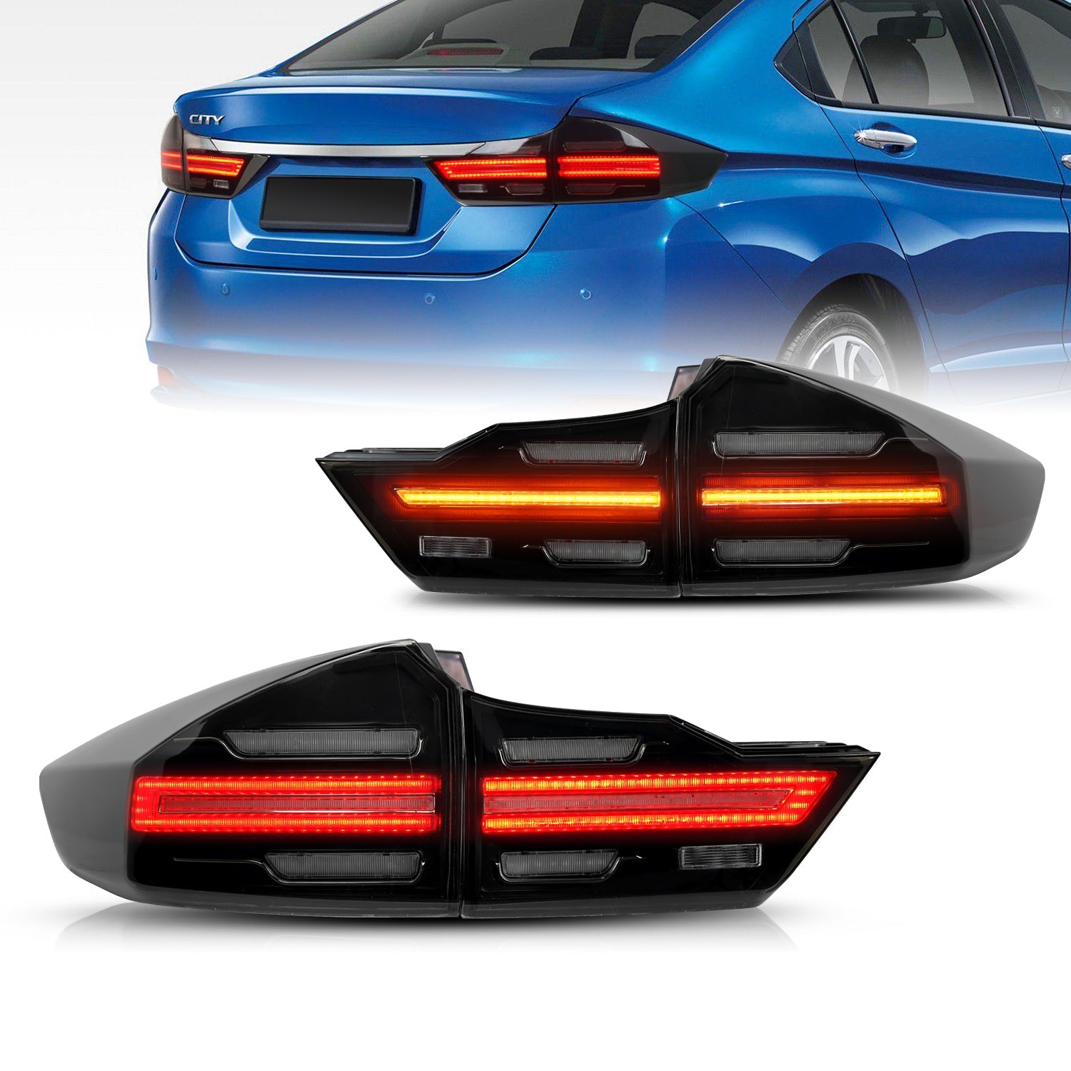Archaic LED Car Lights | Tail Lights Assembly For Honda City 2014-2020 ...