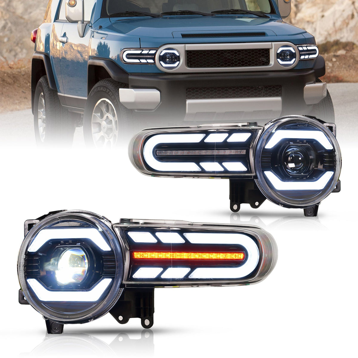 Full LED Headlights Assembly For Toyota FJ Cruiser 2007-2021