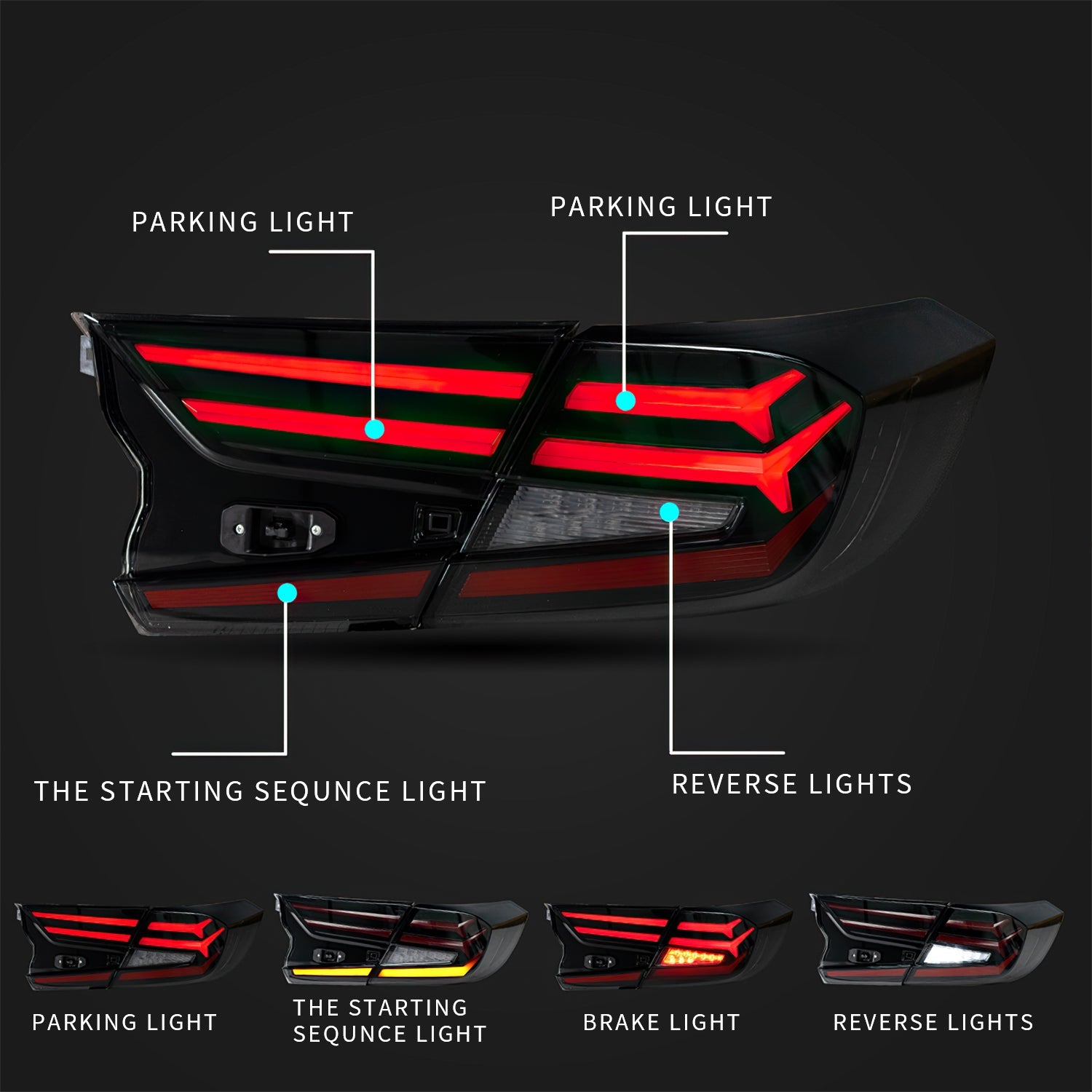 Full LED Tail Lights Assembly For 10th Gen Honda Accord 2018-2022