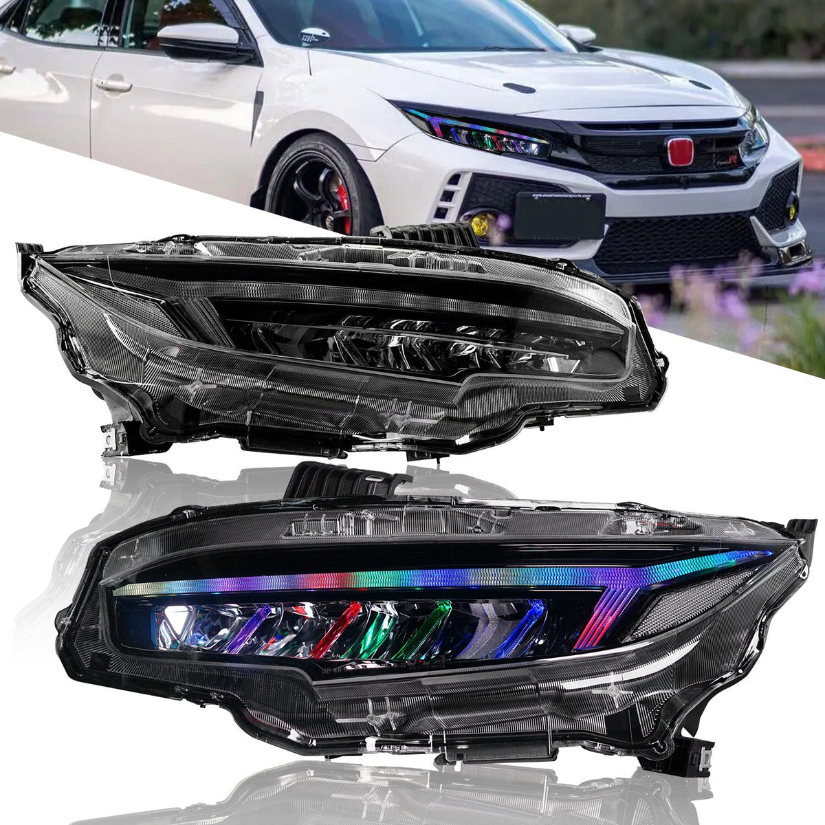 Full LED Headlights Assembly For 10th Gen Honda Civic 2016-2021