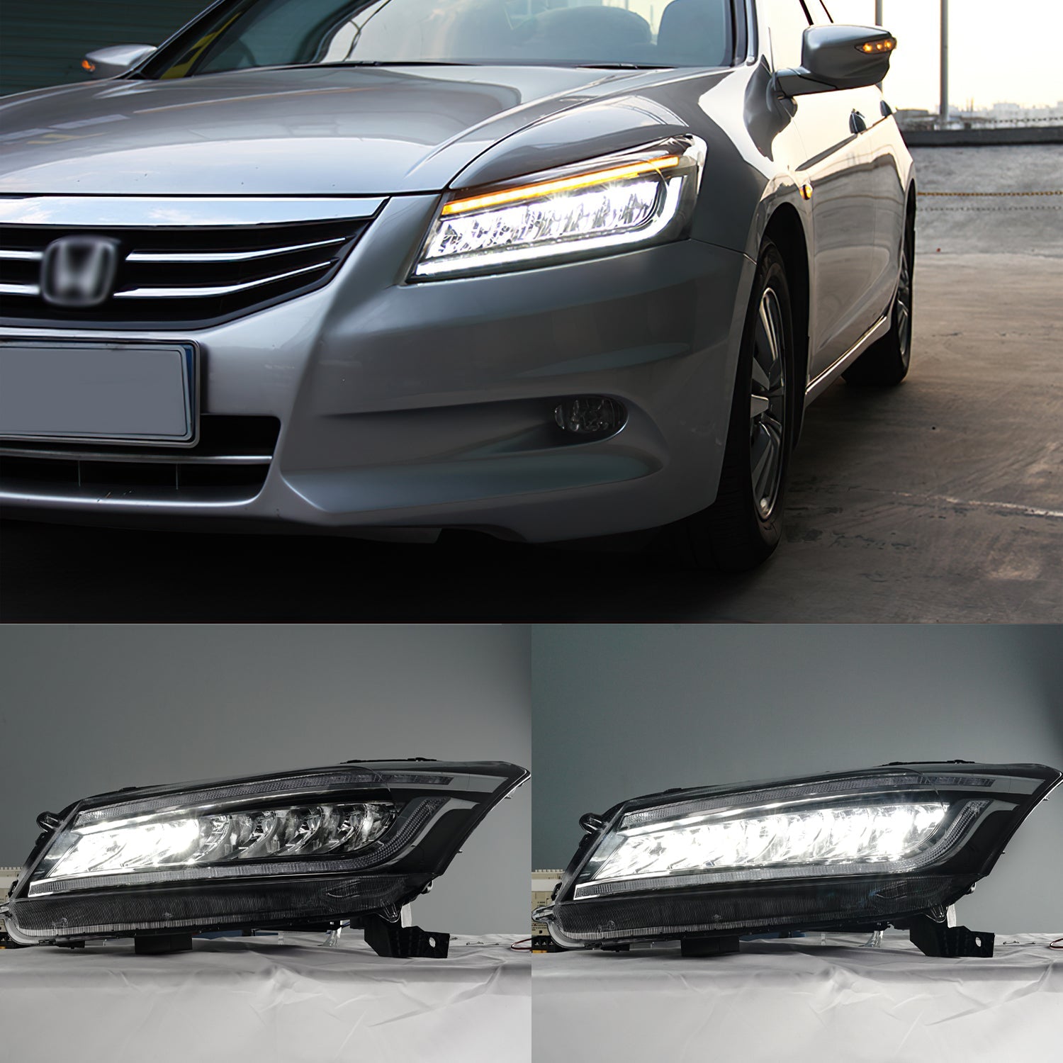 Full LED Headlights Assembly For 8th Gen Honda Accord 2008-2012