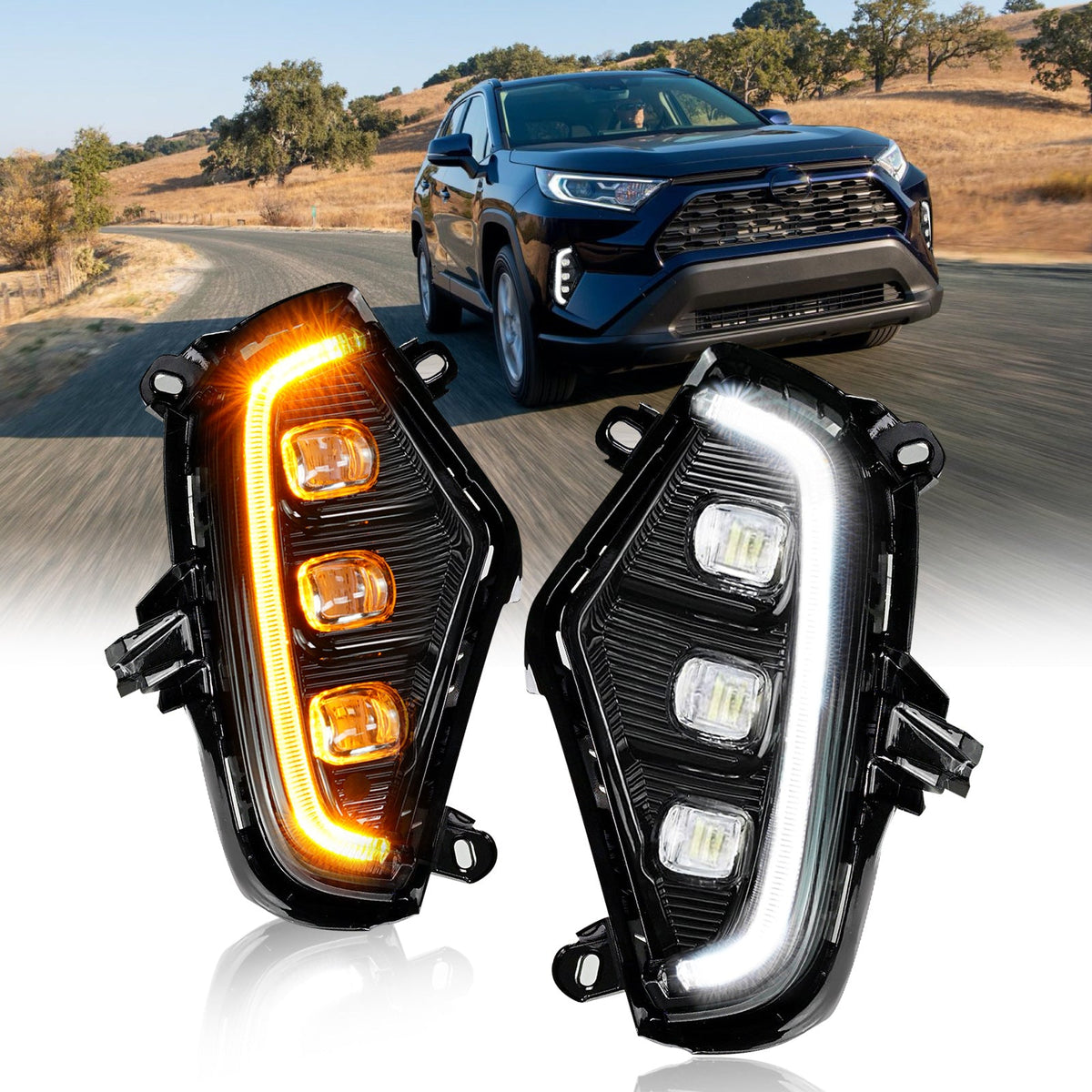 LED DRL Fog Lights For Toyota RAV4 2019-2022