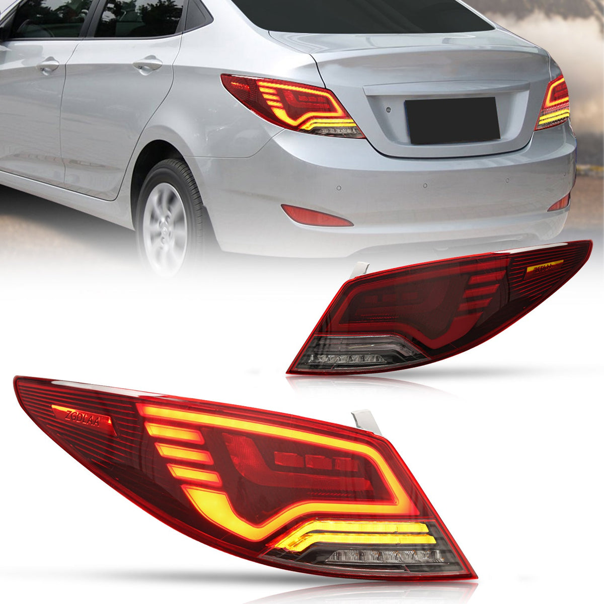 Full LED Tail Lights Assembly For Hyundai Verna 2010-2013