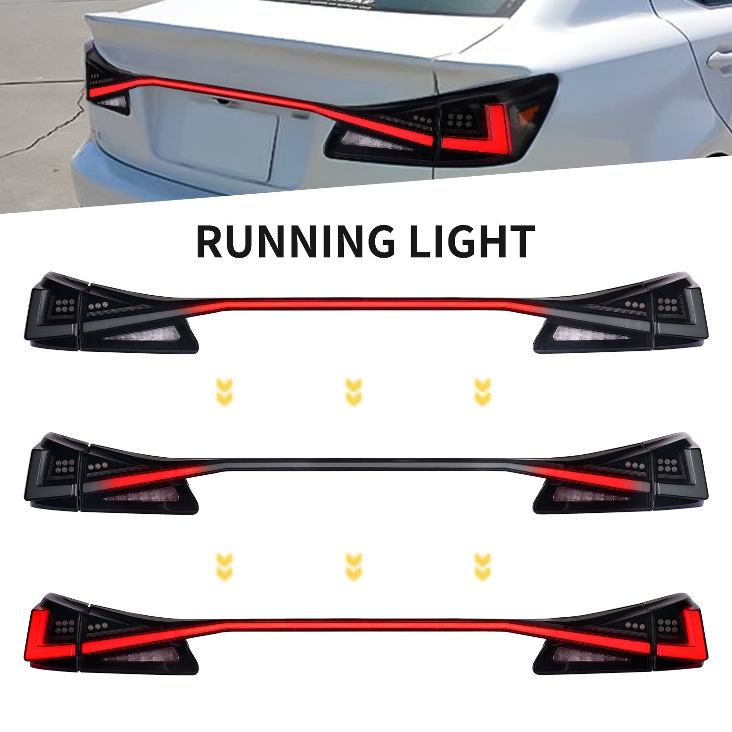 Full LED Tail Lights Assembly For Lexus IS250 2006-2012,with middle through light(US ONLY)