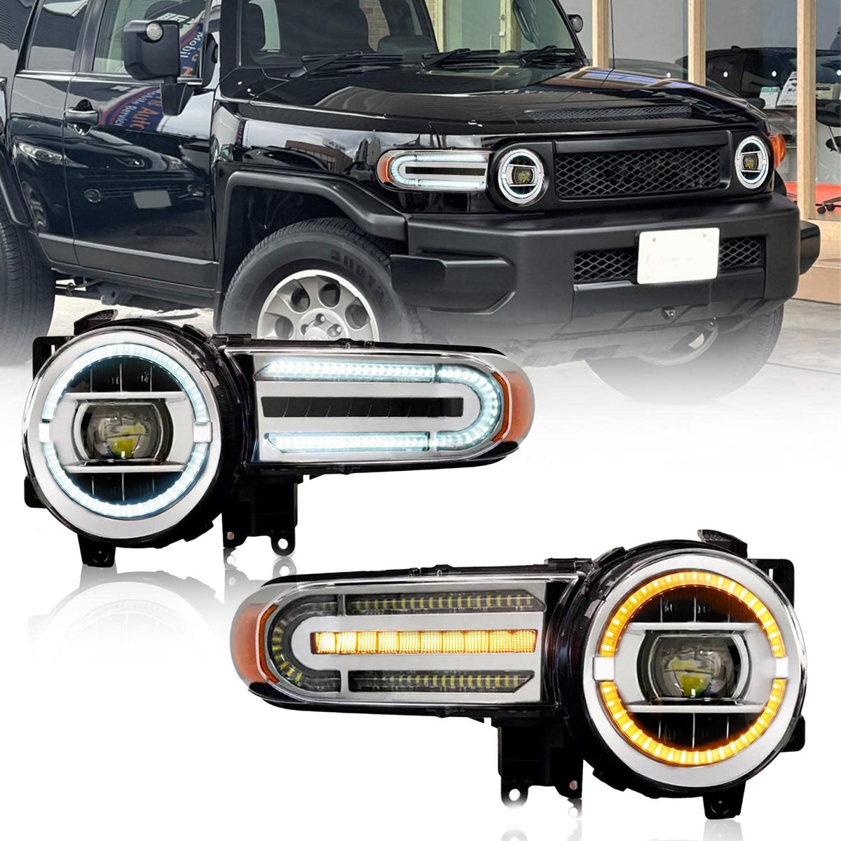 Full LED Headlights Assembly For Toyota FJ Cruiser 2007-2021