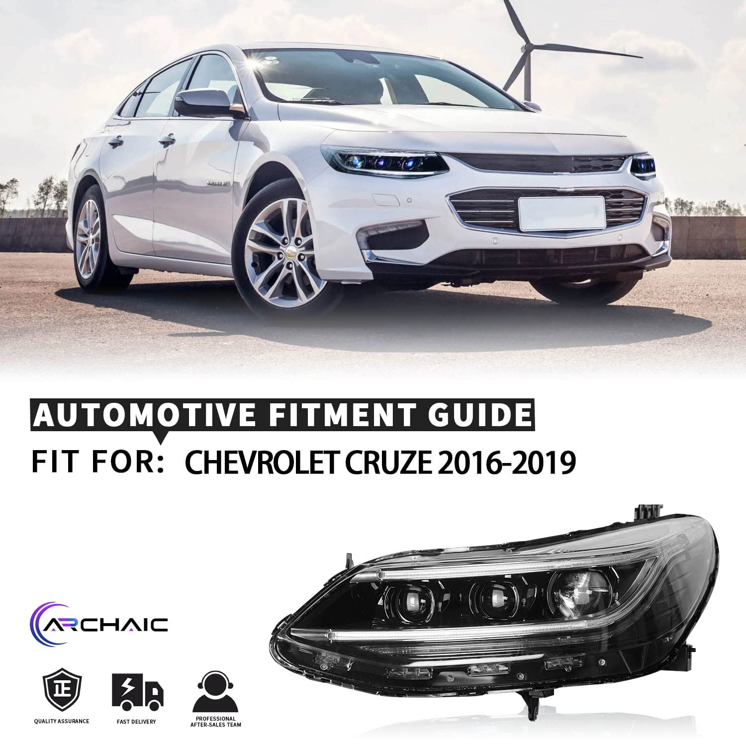 LED Projector Headlights For Chevrolet Cruze 2016-2019