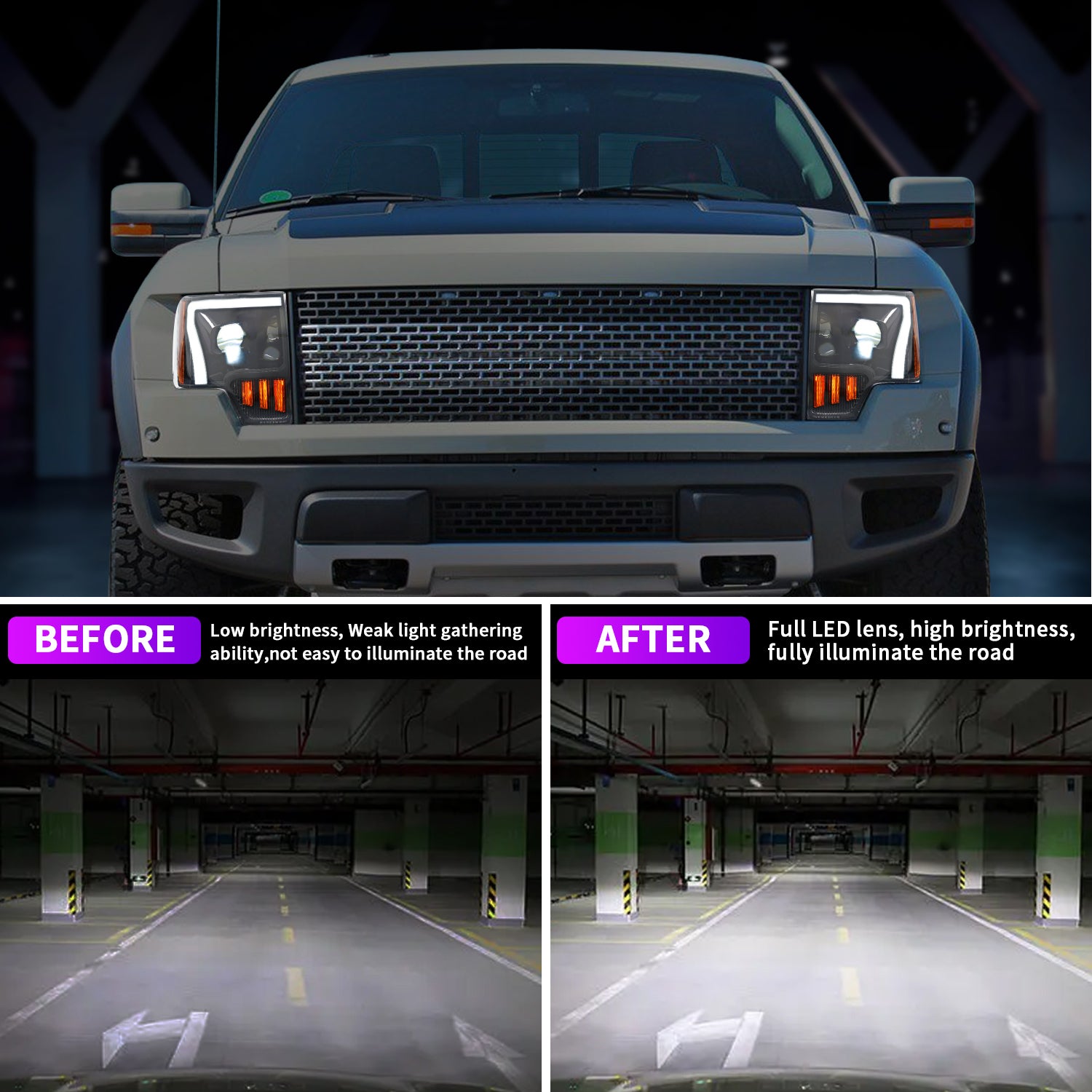 Full LED Headlights Assembly For Ford F-150 Raptor 2009-2014