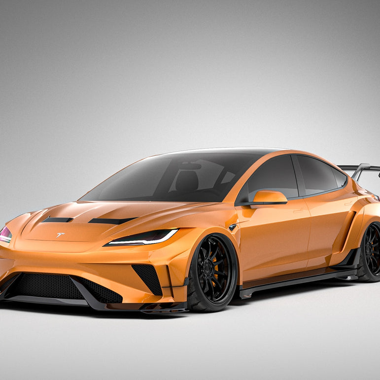 Robot Craftsman Tesla Model 3 Highland 2024+ “HACKER” Widebody FRP & Partial Carbon Full Kit