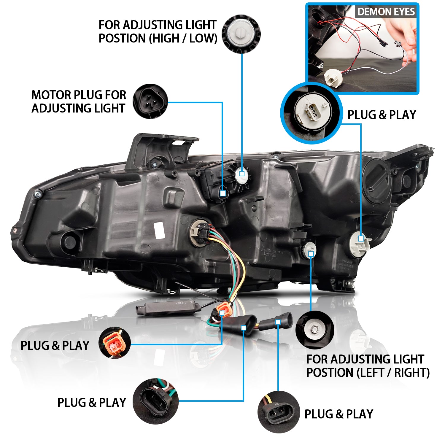 Full LED Headlights Assembly For 10th Gen Honda Civic 2016-2022