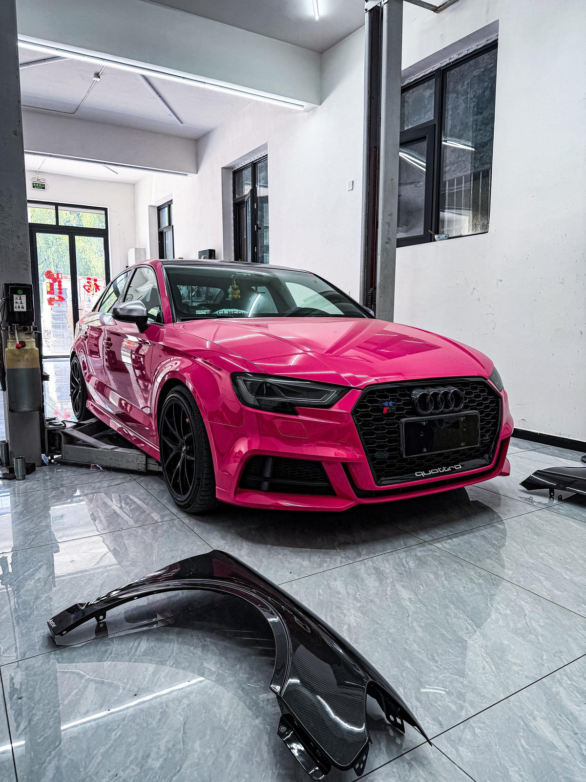 Karbel Carbon Dry Carbon Fiber Front Fenders for Audi A3 S3 8.5V 2017-2020 Sedan