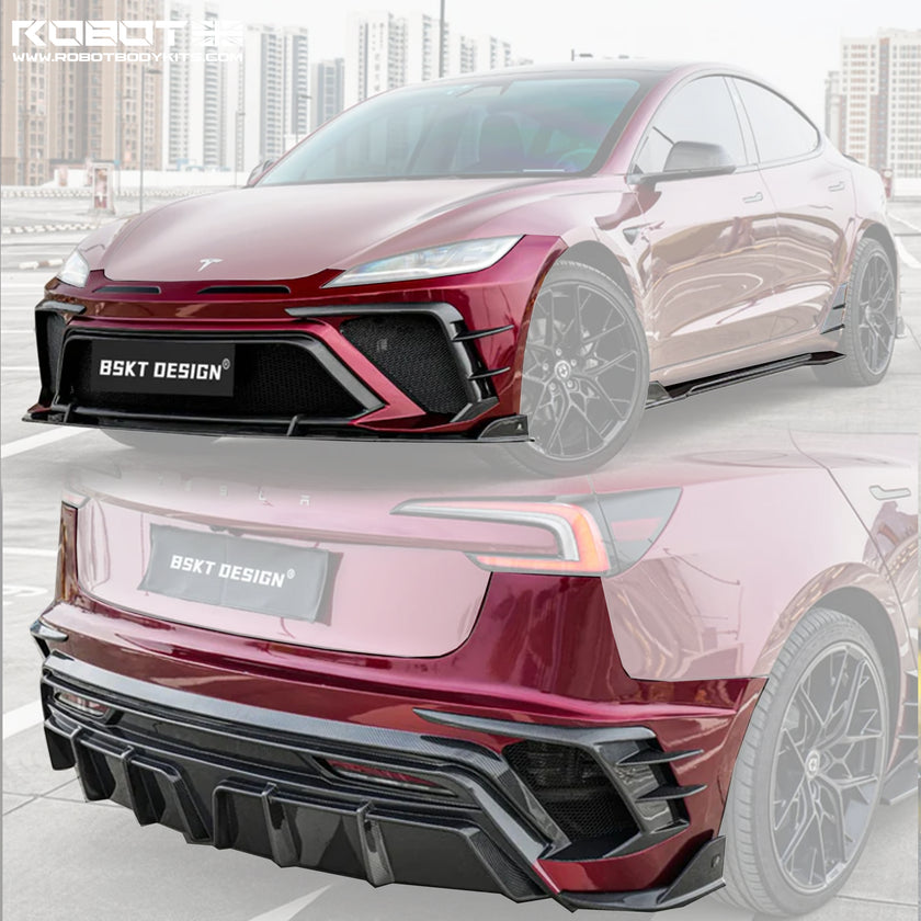 BSKT Design Carbon Fiber Full Aero Body Kit for Tesla Model 3 Highland 2023+