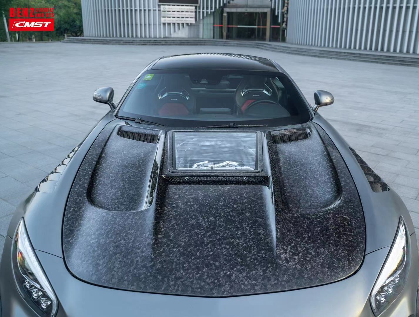 CMST Carbon Fiber Clear View Tempered Glass Transparent Hood Black Series Style for Mercedes Benz C190 AMG GT GTS GTC GTR 2015-2021 - Robot Bodykits