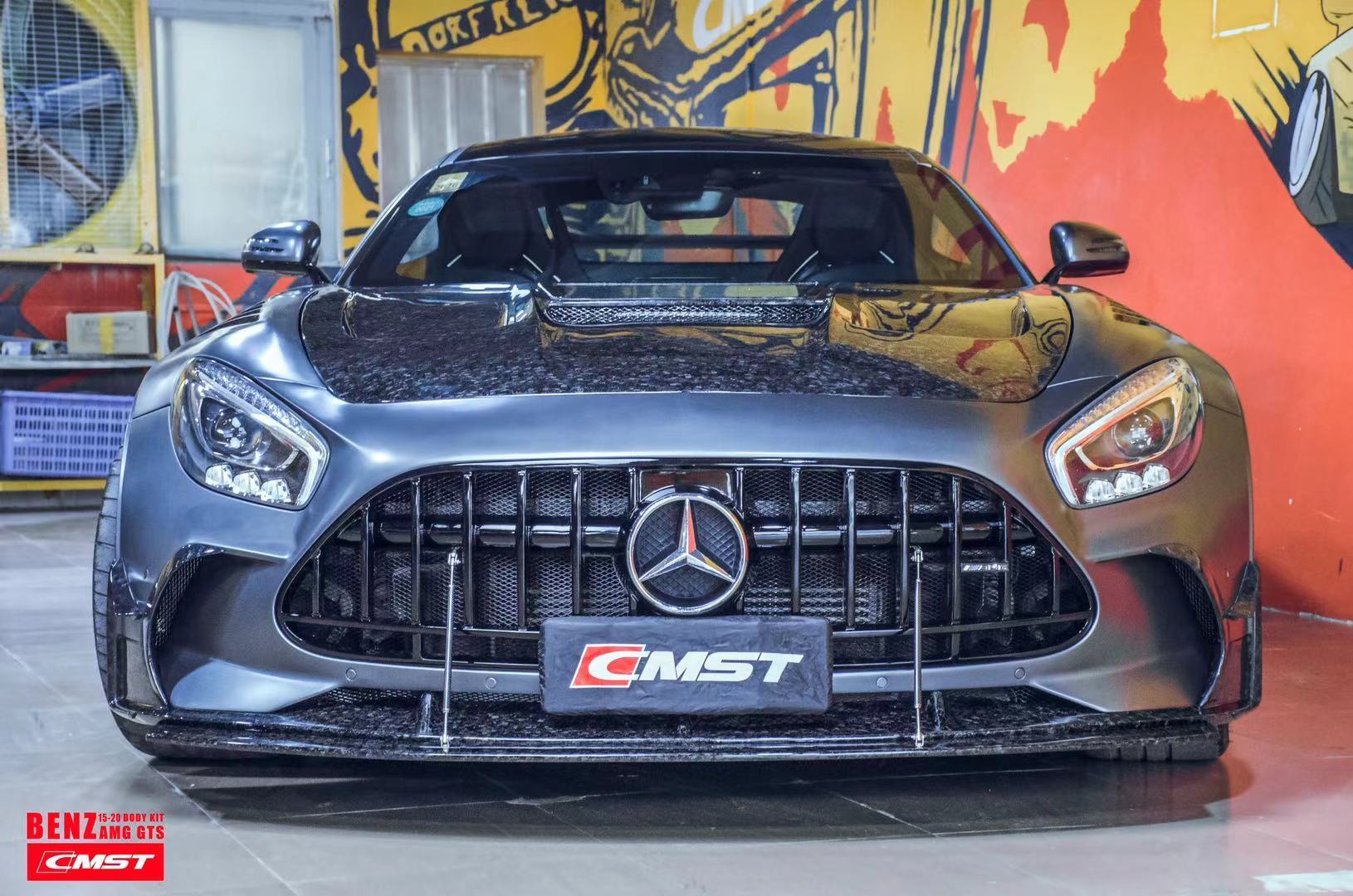 CMST Carbon Fiber Clear View Tempered Glass Transparent Hood Black Series Style for Mercedes Benz C190 AMG GT GTS GTC GTR 2015-2021 - Robot Bodykits