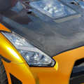 CMST Tuning Nissan GTR GT-R R35 2008-2016 Carbon Fiber Tempered Glass Transparent Hood Window See Through - Robot Bodykits