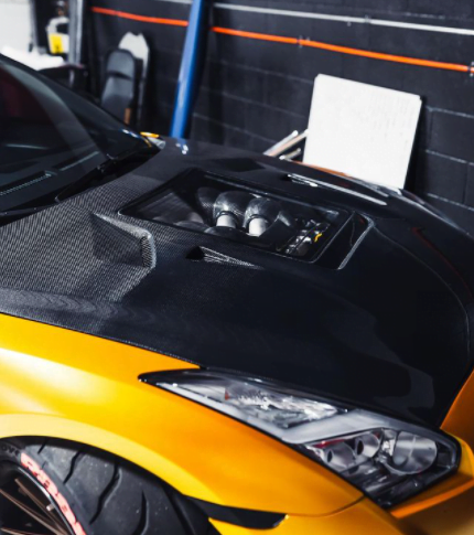 CMST Tuning Nissan GTR GT-R R35 2008-2016 Carbon Fiber Tempered Glass Transparent Hood Window See Through - Robot Bodykits