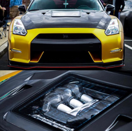 CMST Tuning Nissan GTR GT-R R35 2008-2016 Carbon Fiber Tempered Glass Transparent Hood Window See Through - Robot Bodykits