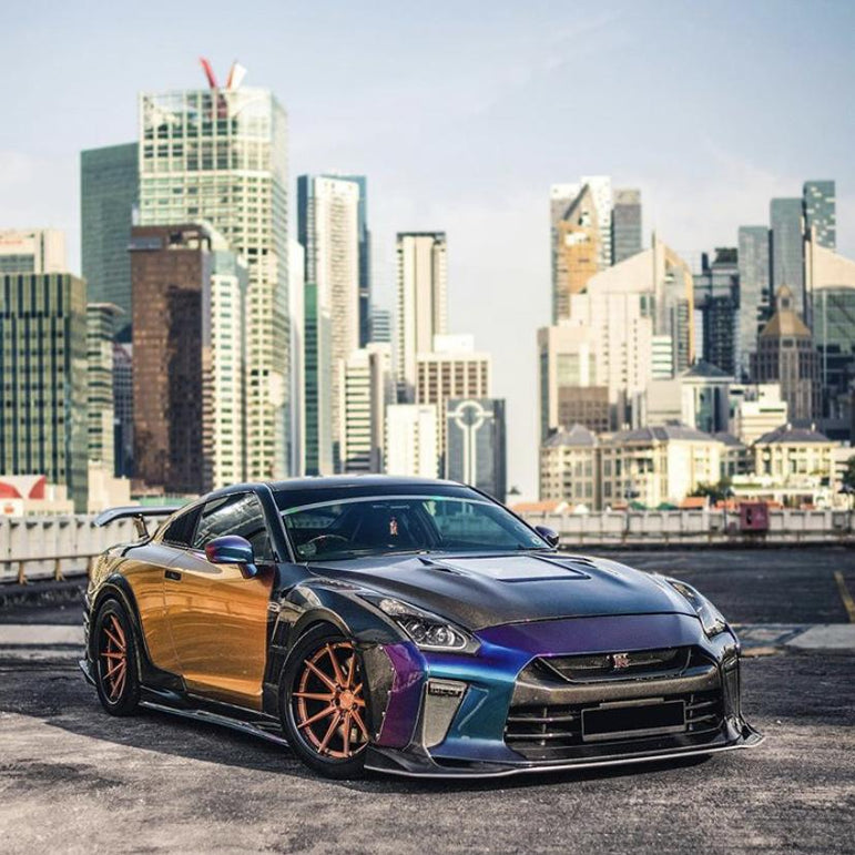CMST Tuning Nissan GTR GT-R R35 2008-2016 Carbon Fiber Tempered Glass Transparent Hood Window See Through - Robot Bodykits